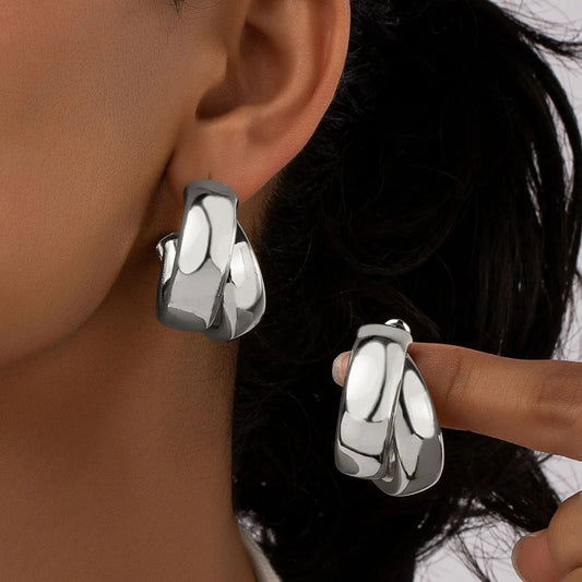 Gioviva™ Bold Double Hoop Earrings - Silver