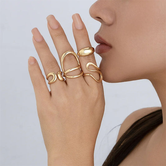 Gioviva™ Set di 4 Anelli Geometrici Vintage - Gold