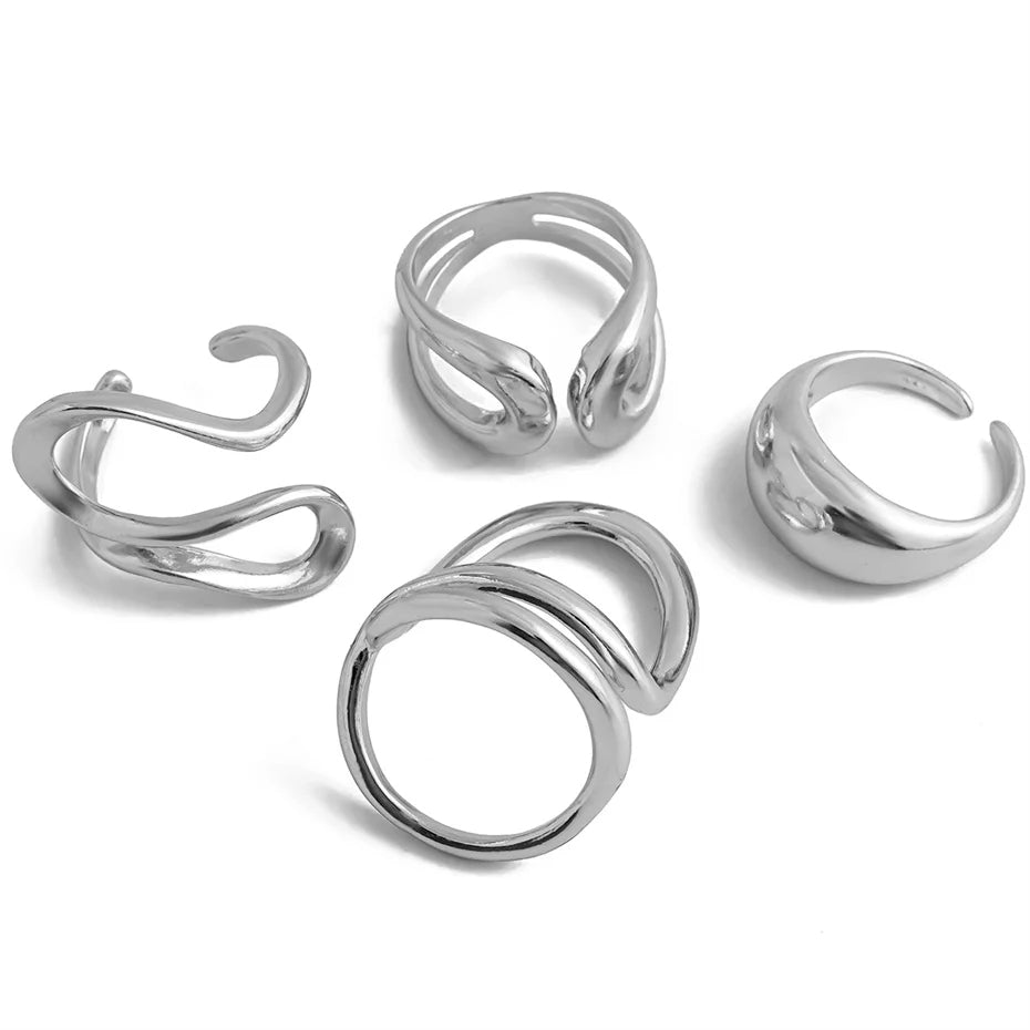 Gioviva™ Set di 4 Anelli Geometrici Vintage - Silver